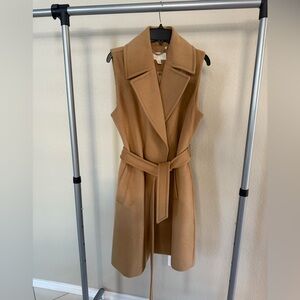 Michael Kors Tan Belted Sleeveless Coat